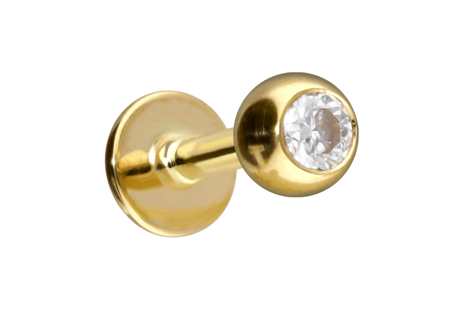 14/18 Karat Gold Labret Piercing MOISSANIT